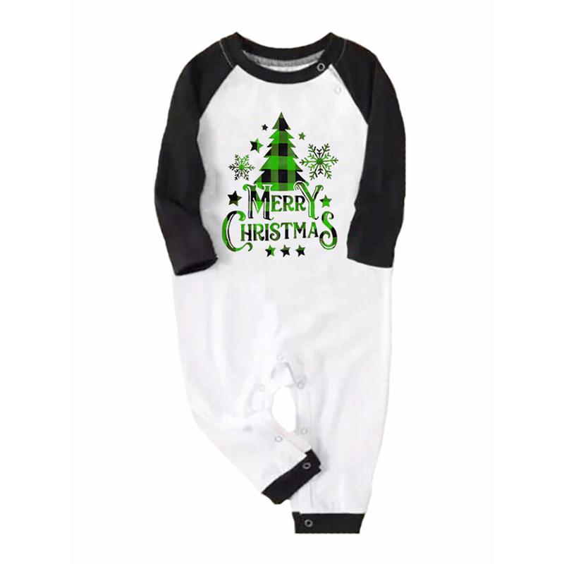 Family Matching Christmas Pajamas Set, Xmas Tree Letter Print Round Neck Long Sleeve Tops Plaid Long Pants for Parents Kids