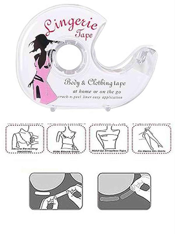 Women's Double Sided Clothing Tape with Dispenser, Casual Transparent Adhesive Body Tape, Lingerie Accessories for Women