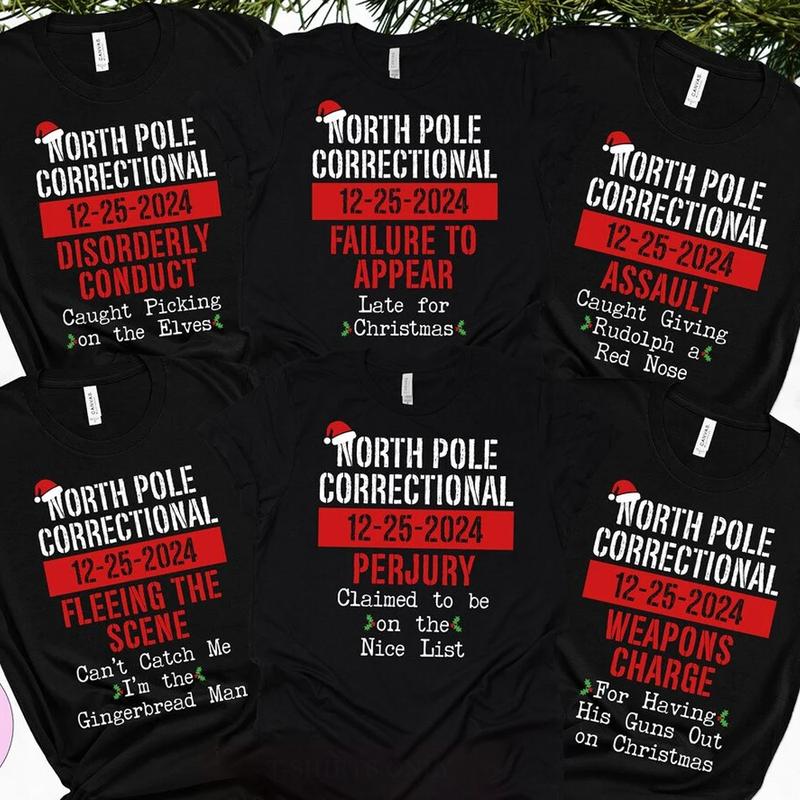 Matching Family Christmas Shirts, North Pole Correctional, Funny Group Christmas Shirt, Funny Holiday Shirts, Xmas Pjs Tee, Christmas Saying Shirt