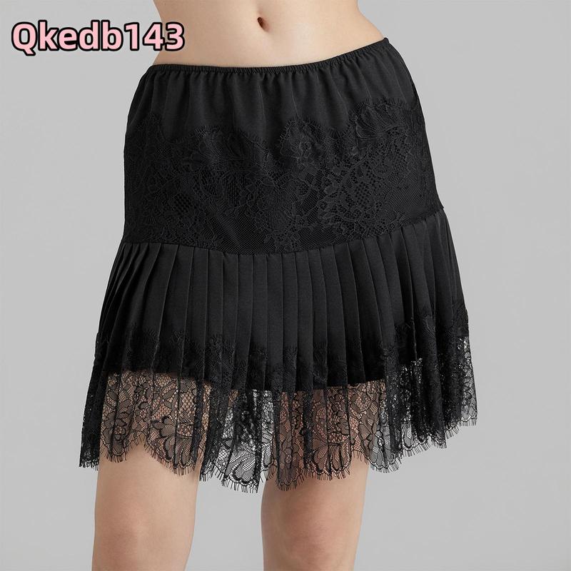 Women Y2k Lace Slip Skirt Elastic Low Rise Mini Skirts Pleated Half Slip Short Skirt Flowy Short Skirt Streetwear High Waist Ruffle Mini Skirt Cute Tiered Short Skirt with Shorts