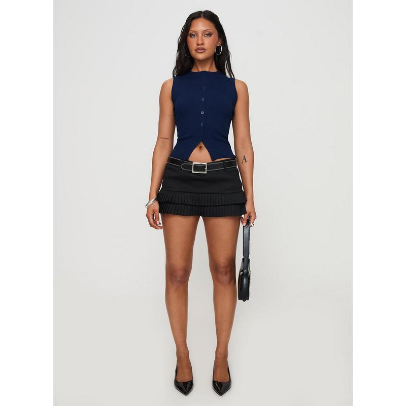 Deei Double Ruffle Mini Skort Onyx