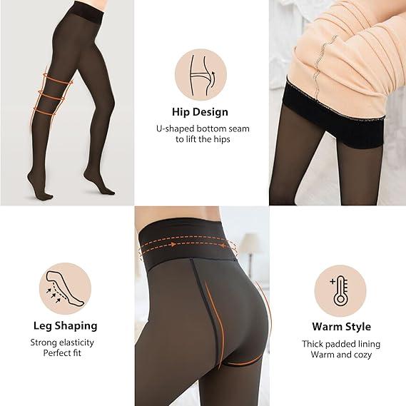 220g More Warmth Black Tights for Women Fleece Lined Tights High Waist Sexy Opaque Thermal Tights Party