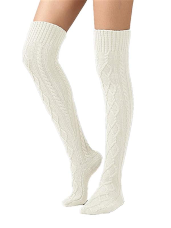 Women's Cable Knitted Thigh High Boot Socks Extra Long Winter Stockings Over Knee Leg Warmers