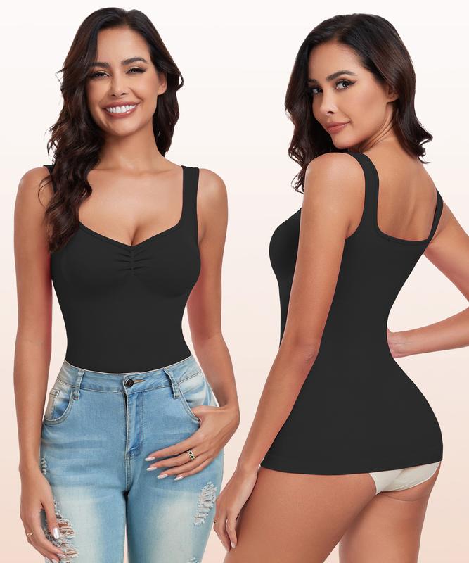 Women Tummy Control Shapewear Tank Tops Pleated Bustier Sweetheart Compression Tank Tops Body Shaper Camisole Womenswear Breathable Comfortable Comfy Cute Fabric Fit Hip Piece Ruched