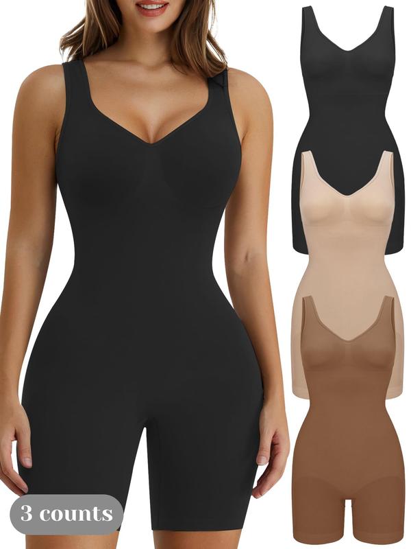 Women's Shaping Mid-Thigh Bodysuit Tummy Control Shapewear Seamless Sculpting Body Shapwear Christmas