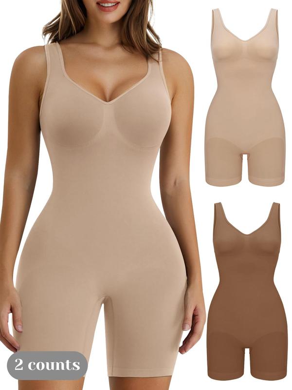 Women's Shaping Mid-Thigh Bodysuit Tummy Control Shapewear Seamless Sculpting Body Shapwear Christmas