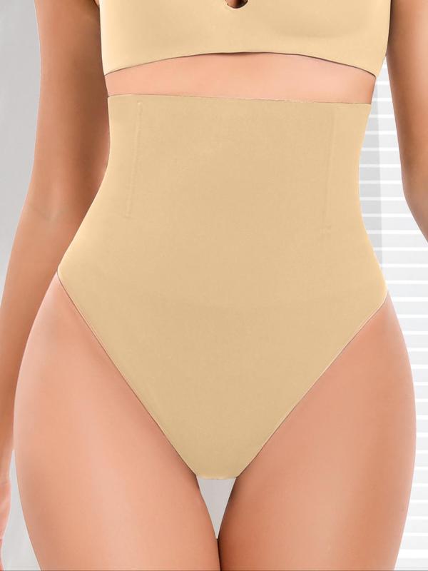 Women's High Cut Ribbed Waist Shapewear Thong, High Waist Tummy Control Seamless Shaper, Body Shapewear, High Stretch Shaper for Daily Wear, Black Girl Wear Sexy