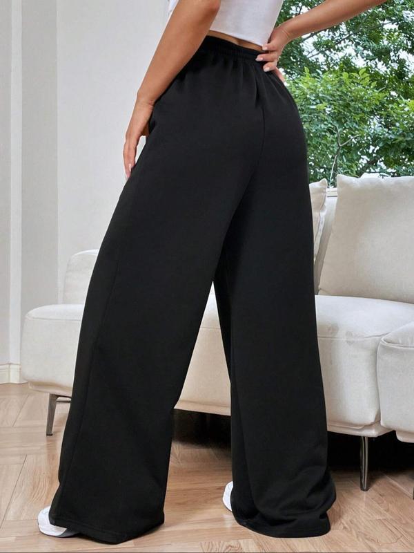 Women's Asymmetrical High Waist Wide Leg Sweatpants, Comfy Straight Leg Trousers, Fall Pants, Sweatpants Streetwear, Pants for Women, Lady's Fall Bottoms for Daily Wear, Womenswear, Downtown Girl Clothes