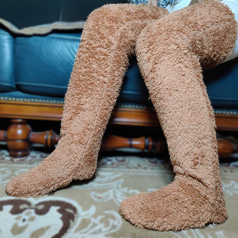 Fluffy Cozy Socks Thick Extra-Long Thermal Socks for Warmth Winter Indoor Sleeping Thigh High Socks Plush Slipper Soft Womenswear Breathable Comfort