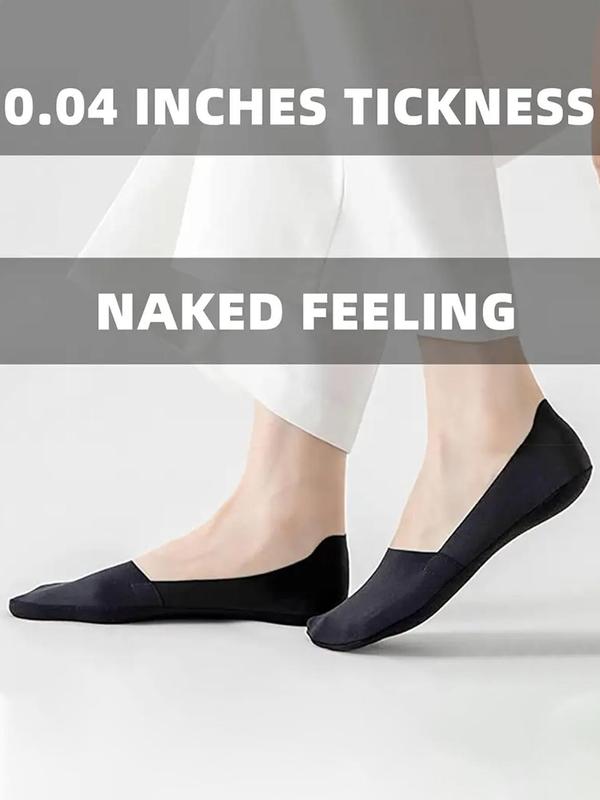 Women's Solid Non-slip Invisible Socks, Soft Comfy Breathable Socks for Daily Wear, Multipack Low Cut Socks for Women