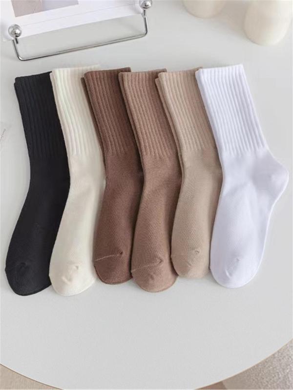 Women's Minimalist Solid Crew Socks, Fashion Basic Casual Comfort Stretchy Mid Calf Socks, Socks for Women, Summer Wear 2024, Mid Tube Socks for Women, Back To School Clothes, Women Socks for All Seasons Daily Wear, Vacation Wear, Fall Essentials