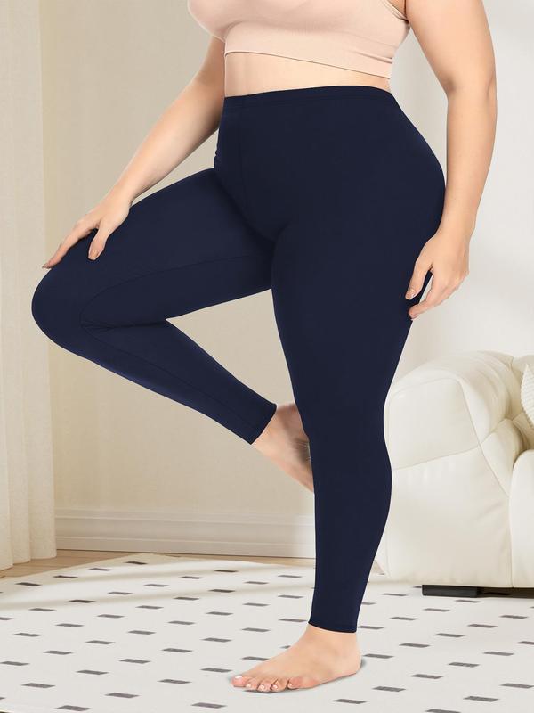  Solid High Waist Leggings, Casual Comfy High Stretch Skinny Pants for Women, Women's Bottoms for All Seasons