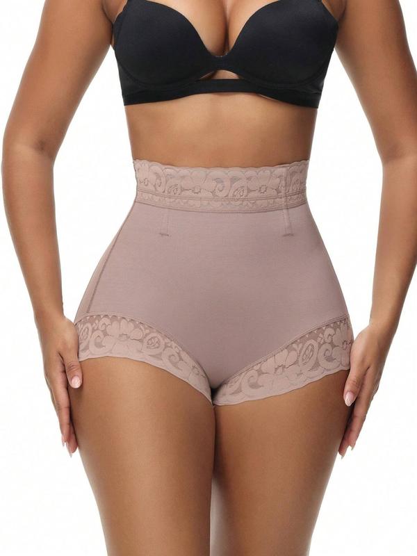 Women's Plain Floral Lace High Waist Shapewear Panty, Body Shaper, Tummy Control Butt Lift Panty, Ladies Sexy Shapewear Bottoms for Daily Wear