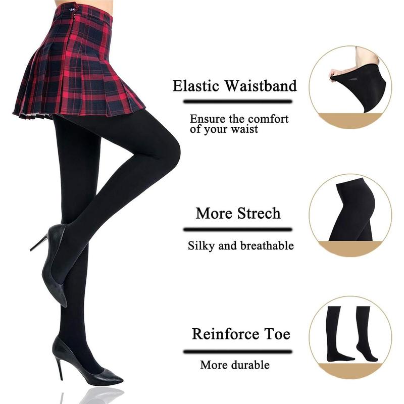 Women's Control Top High Elastic Soft Opaque Pantyhose Tights Womenswear Underwear Comfort Lady