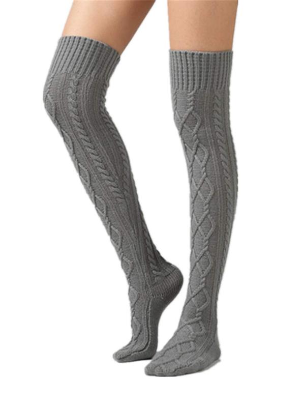 Women's Cable Knitted Thigh High Boot Socks Extra Long Winter Stockings Over Knee Leg Warmers