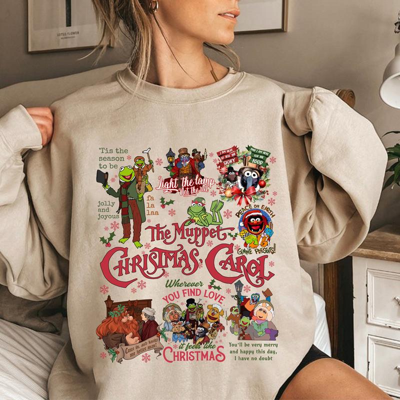 The Muppet Christmas Carol Sweatshirt, Vintage Merry Christmas Shirt, Cartoon Movies T-shirt, Kermit Gonzo And Friends Sweatshirt