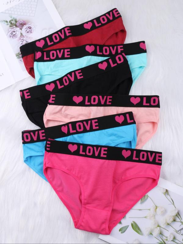 Women's Heart & Letter Tape Knicker, Soft Comfy Breathable Panty, Summer Panties, Underwear for All Seasons Daily Wear, Underwear for Women, Summer Wear 2024