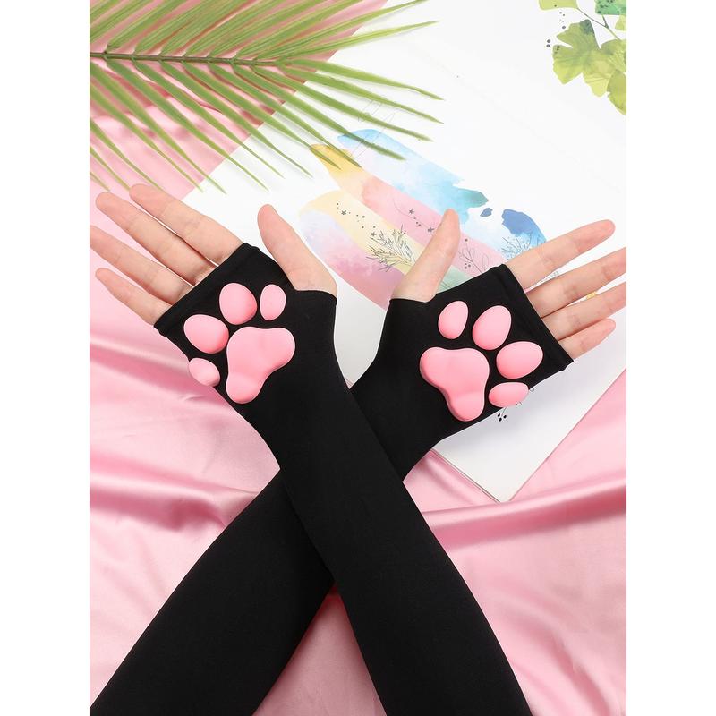 Cute Cat Paw Gloves Mittens 3D Cat Claw Pad Gloves Halloween Cat Gloves Kawaii Cosplay 3D Kitten Paw Pad Toe Beans Mittens for Women Cosplay Halloween