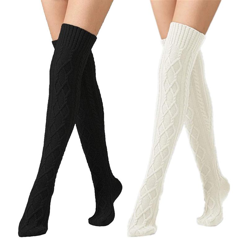 Women's Cable Knitted Thigh High Boot Socks Extra Long Winter Stockings Over Knee Leg Warmers