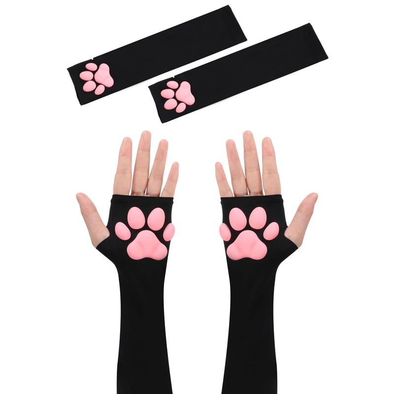 Cute Cat Paw Gloves Mittens 3D Cat Claw Pad Gloves Halloween Cat Gloves Kawaii Cosplay 3D Kitten Paw Pad Toe Beans Mittens for Women Cosplay Halloween