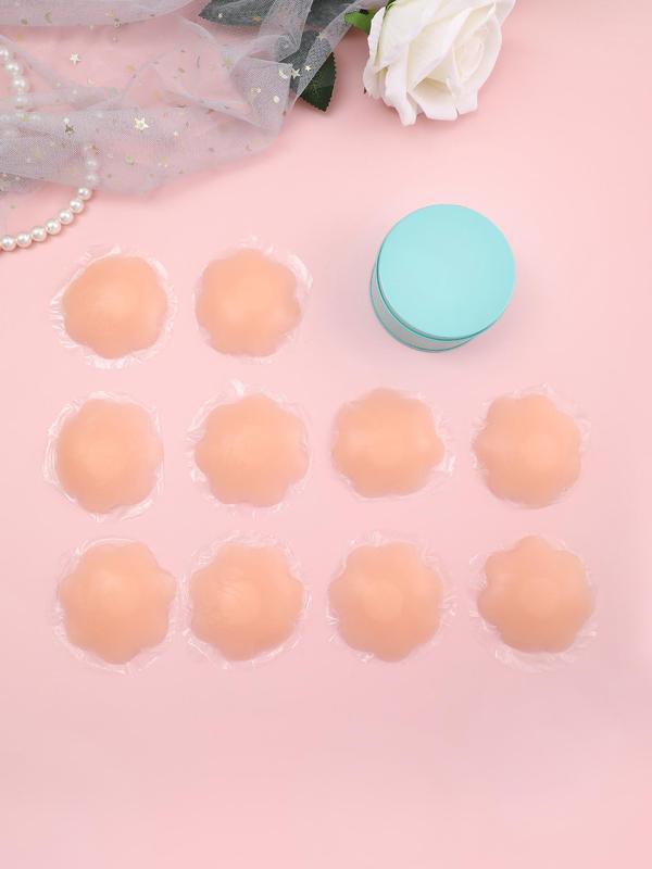 5 Pairs Flower Shaped Silicone Nipple Covers, Invisible Self-Adhesive Nipple Covers, Lingerie Accessories For Women