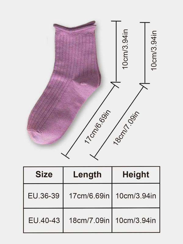 Women's Minimalist Solid Crew Socks, Fashion Basic Casual Comfort Stretchy Mid Calf Socks, Socks for Women, Summer Wear 2024, Mid Tube Socks for Women, Back To School Clothes, Women Socks for All Seasons Daily Wear, Vacation Wear, Fall Essentials