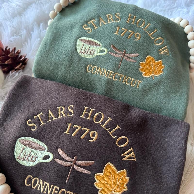 Embroidered Sweatshirt, Fall Embroidered Sweatshirt, Sweatshirt Stars Hollow