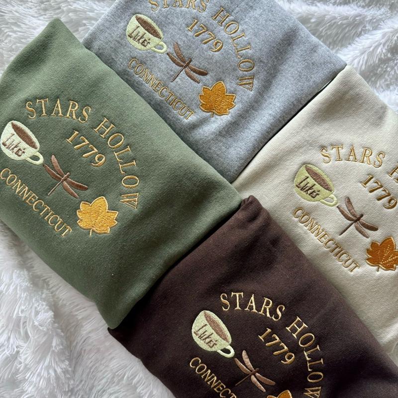 Embroidered Sweatshirt, Fall Embroidered Sweatshirt, Sweatshirt Stars Hollow