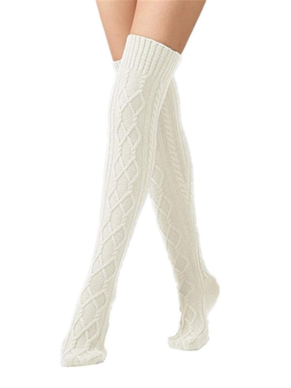 Women's Cable Knitted Thigh High Boot Socks Extra Long Winter Stockings Over Knee Leg Warmers