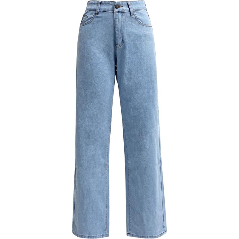 Women's Straight Leg Jeans Tummy Control Trendy High Waisted Stretchy Casual Denim Pants Baggy Trousers