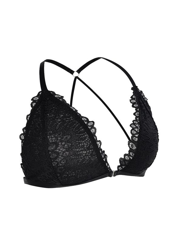  Floral Lace Push Up Bralette, Women's Removable Buckle Lace Bra, Soft Comfy Breathable Underwear for Daily Wear