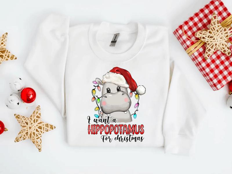 I Want A Hippopotamus For Christmas Shirt, Hippo Christmas Lights Shirt, Xmas Party Shirt, Family Christmas, Gift For Christmas.