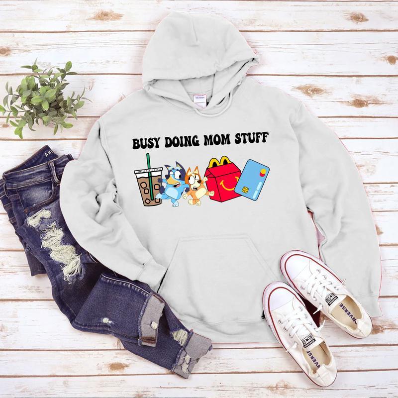 Bluey Busy Doing Mom Stuff Sweatshirt, Retro Mama Bluey and Bingo Busy Mom Shirts, Bluey Hoodie, Bluey Mom, Mama Sweatshirt, Funny Mom Adult Future Mom Gifts Shirt Comfort Cotton Fabric Womenswear