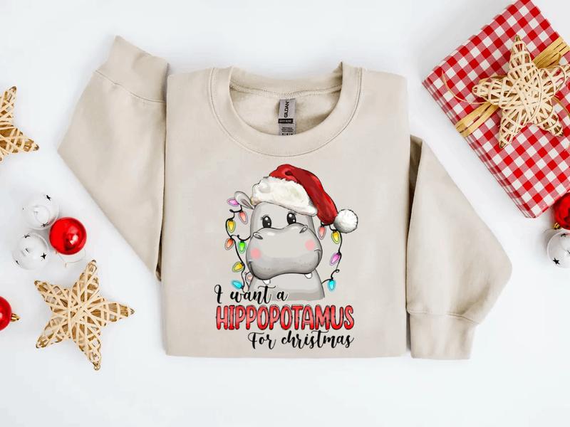 I Want A Hippopotamus For Christmas Shirt, Hippo Christmas Lights Shirt, Xmas Party Shirt, Family Christmas, Gift For Christmas.