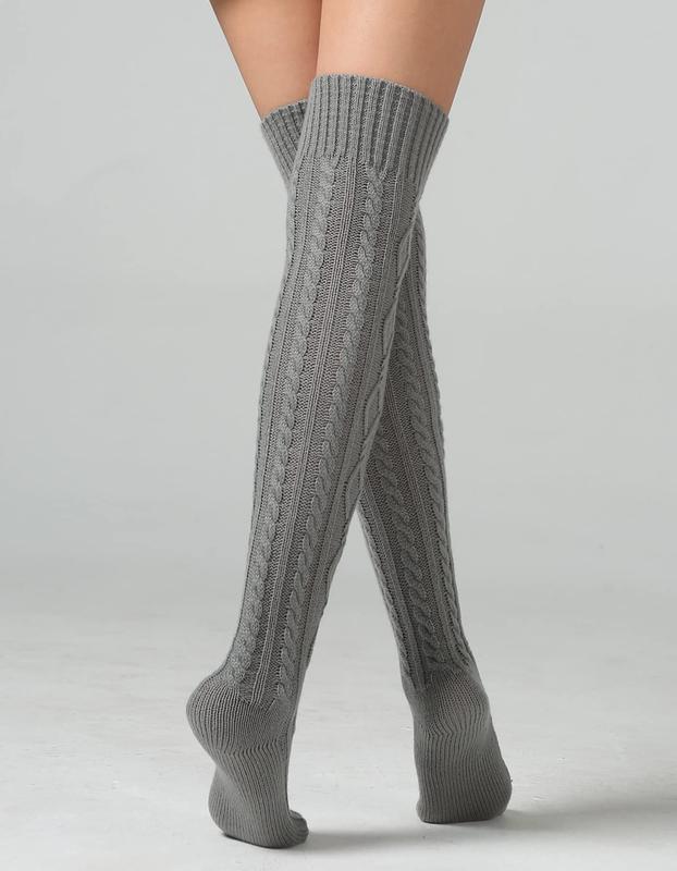 Women's Cable Knitted Thigh High Boot Socks Extra Long Winter Stockings Over Knee Leg Warmers