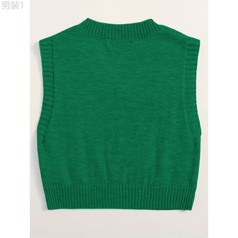 Versatile Cable Knit V Neck Sweater Vest - Women's Clothing - Cozy Solid Color Crop Sleeveless Top for Spring & Summer, Soft, Breathable, Lightweight, and Comfortable Fashion Essential Collar Fabric Collar Fabric Collar Fabric Collar Fabric Collar Fabric