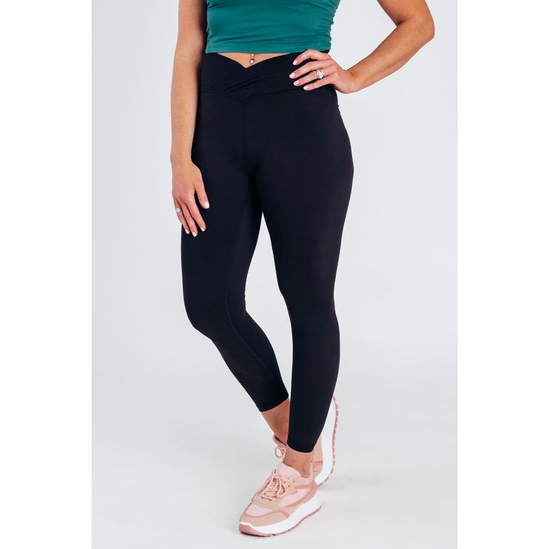 Feel So Good V Waist Leggings- Black Only - CURVY