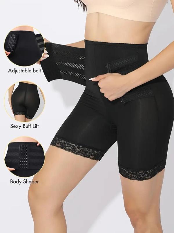 Women's Contrast Lace High Waist Shapewear Shorts, Adjustable Waist Shaper,  Waist Trainer, Tummy Control Butt Lifter, Seamless Panties Shaper, Tummy Hiding Clothes, Summer Wear 2024, Women's Shapewear Bottoms, Fall Wear, Fallfreshness