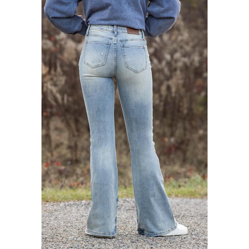 The Alison from Judy Blue: Mid-Rise Flare Denim Fabric Fit