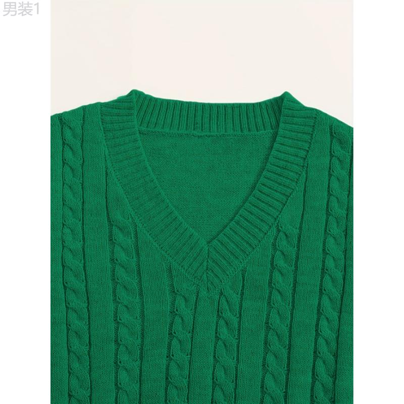 Versatile Cable Knit V Neck Sweater Vest - Women's Clothing - Cozy Solid Color Crop Sleeveless Top for Spring & Summer, Soft, Breathable, Lightweight, and Comfortable Fashion Essential Collar Fabric Collar Fabric Collar Fabric Collar Fabric Collar Fabric