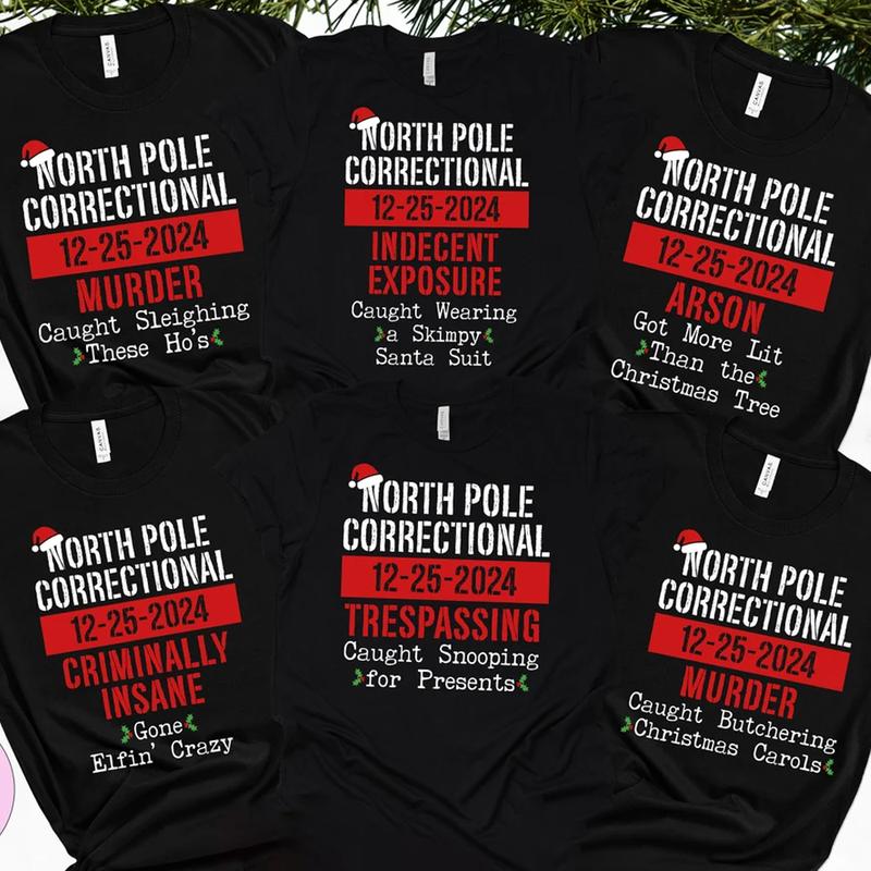 Matching Family Christmas Shirts, North Pole Correctional, Funny Group Christmas Shirt, Funny Holiday Shirts, Xmas Pjs Tee, Christmas Saying Shirt