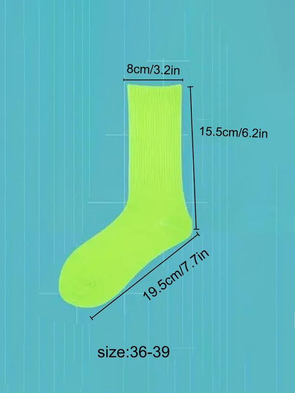 Random Women's Solid Color Crew Socks, Basic Casual Comfy Breathable Socks for Daily Wear, Socks for All Seasons