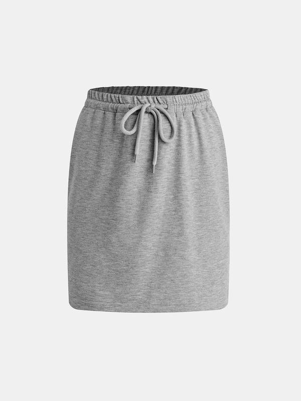 YOZY Women's Plain Drawstring Waist Skirt, Casual Solid Color Pencil Skirt for Daily Wear, Ladies Bottoms for All Seasons