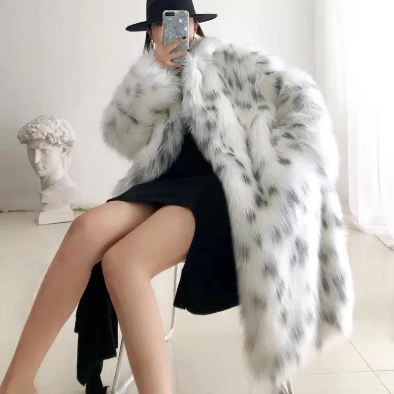 2024 European American Fur Jacket Women's Long Sleeve Fox Fur Jacket Long Waistless Clothing Womenswear Coats Tops Comfort Outerwear Longsleeves Maternity Womenswear Coats Womenswear Coats Womenswear Coats Womenswear Coats Womenswear Coats