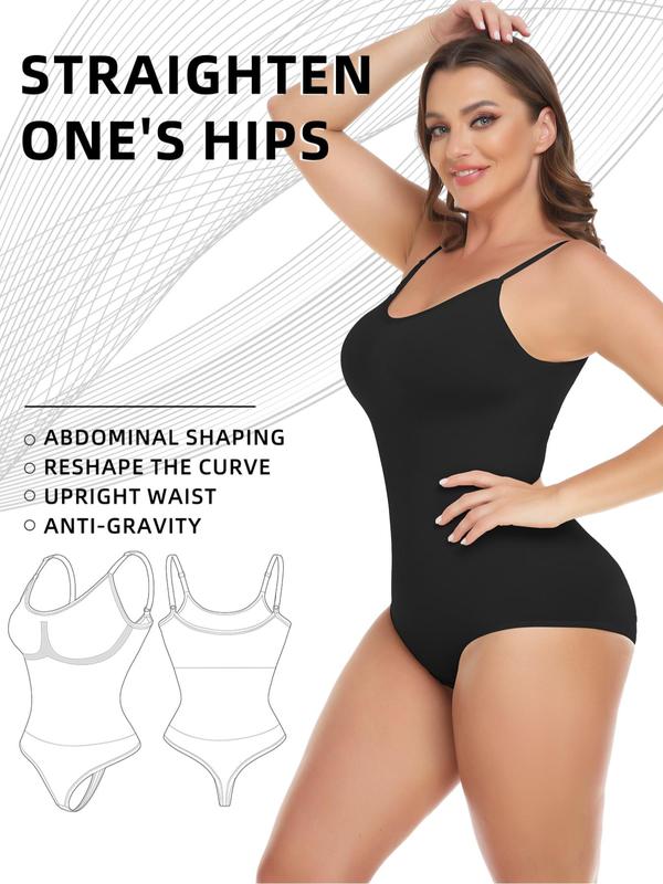 Women's Solid Adjustable Strap Shapewear Bodysuit, Casual Comfort Seamless Fajas Shapewear, Summer Wear 2024, Women's Shapewear Underwear