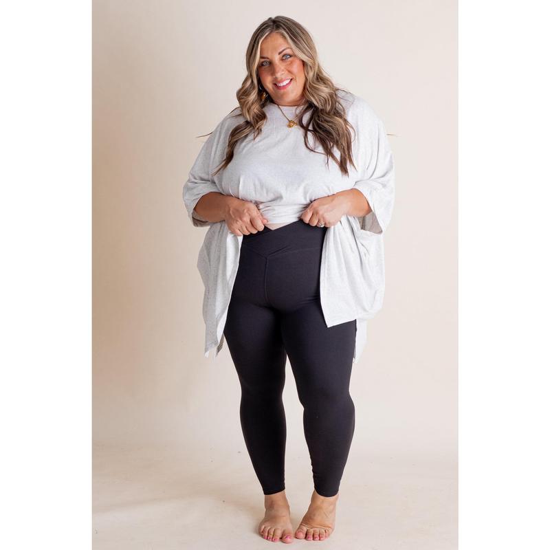 Feel So Good V Waist Leggings- Black Only - CURVY