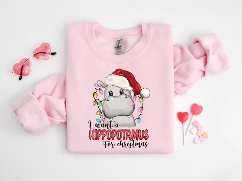 I Want A Hippopotamus For Christmas Shirt, Hippo Christmas Lights Shirt, Xmas Party Shirt, Family Christmas, Gift For Christmas.