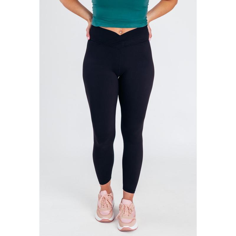 Feel So Good V Waist Leggings- Black Only - CURVY