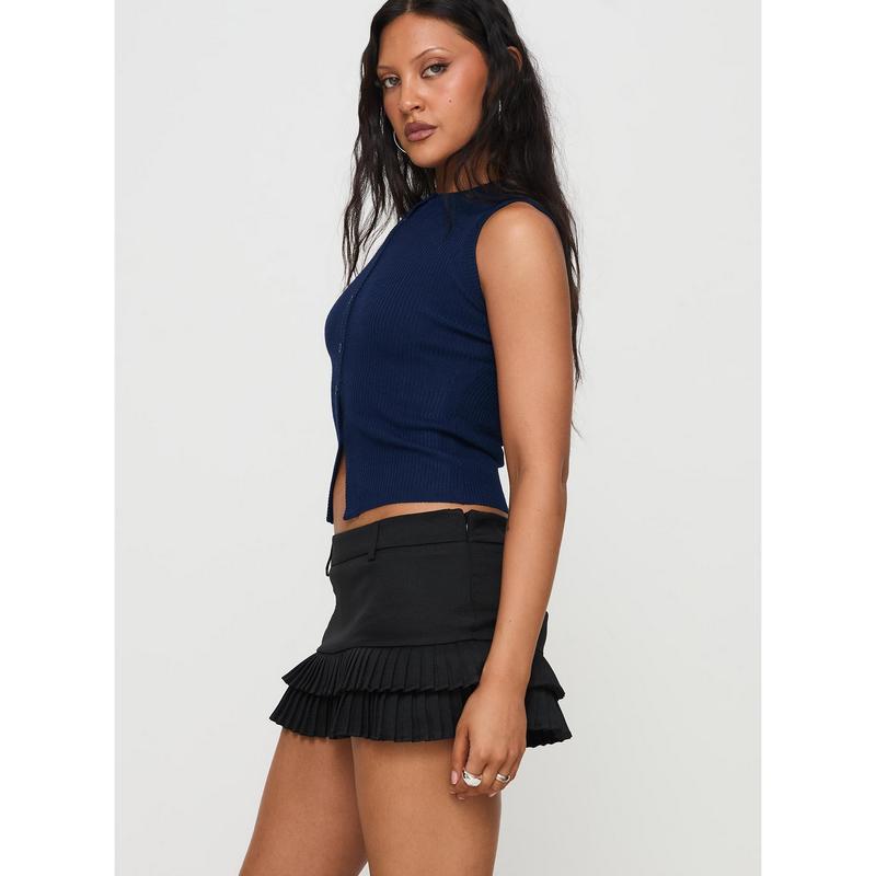 Deei Double Ruffle Mini Skort Onyx