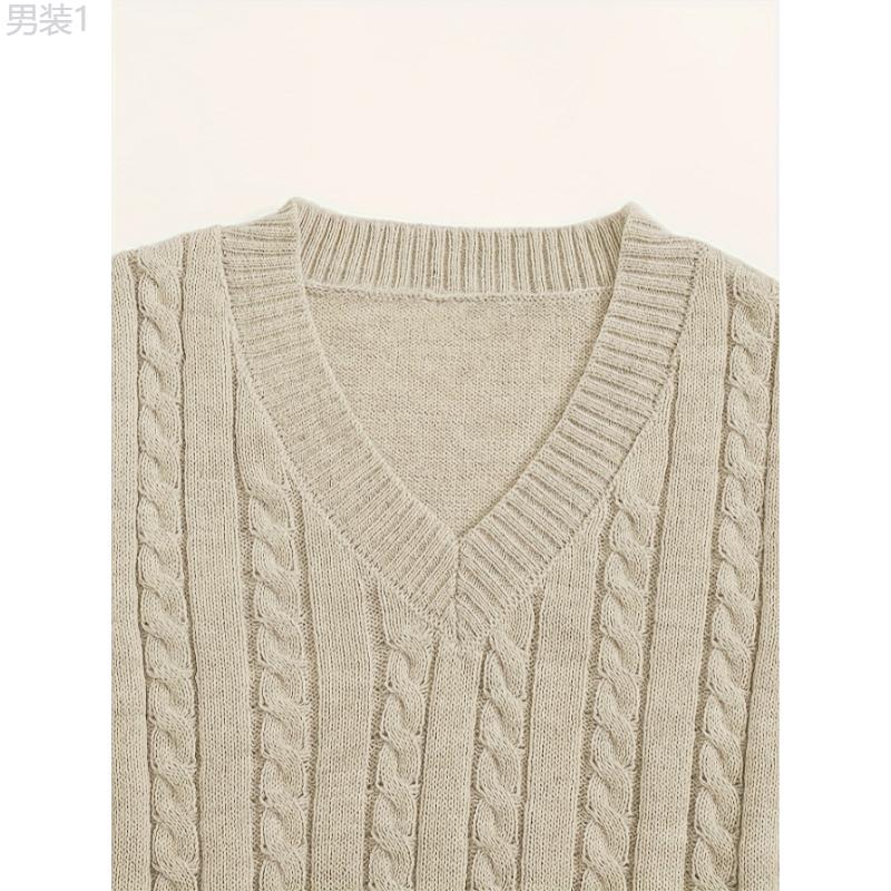 Versatile Cable Knit V Neck Sweater Vest - Women's Clothing - Cozy Solid Color Crop Sleeveless Top for Spring & Summer, Soft, Breathable, Lightweight, and Comfortable Fashion Essential Collar Fabric Collar Fabric Collar Fabric Collar Fabric Collar Fabric